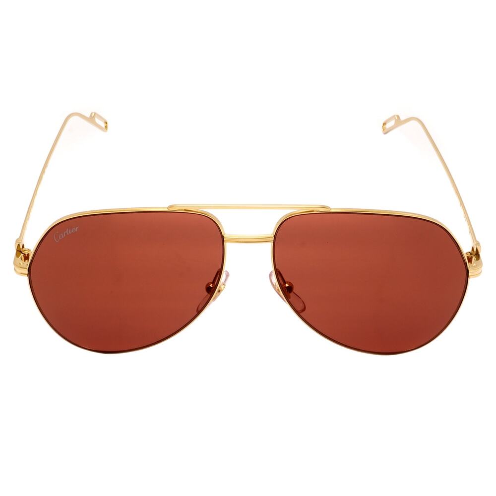Cartier Aviator Sunglasses Gold Frame Burgundy Lenses 60-14 CT0110S 009 NEW